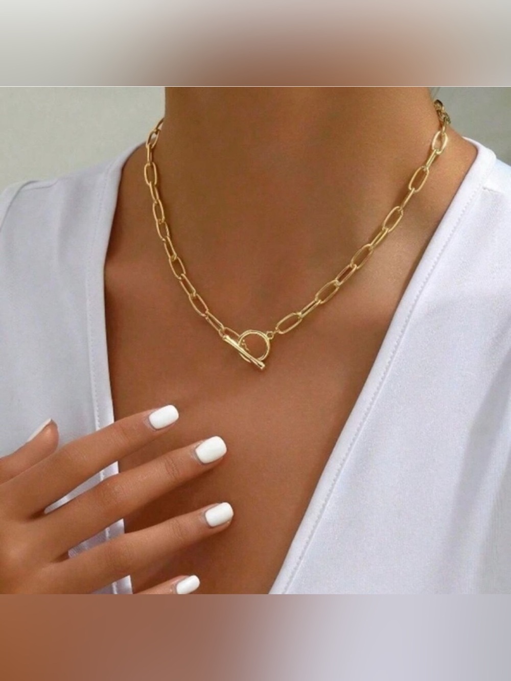 Gold Chain Minimalist Gold Chain Necklace – Front Toggle Clasp Design